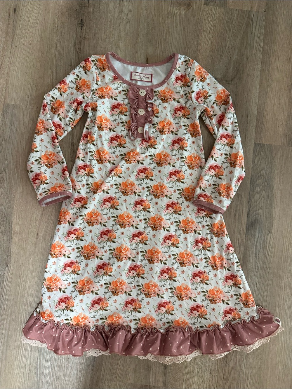 NWOT cheeky plum Cream Floral Nightgown with Orange and Pink Accents